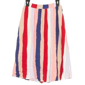 ModCloth Womens Skirt Midi Rainbow Stripe Side Zip Lined Pockets Size Small EW